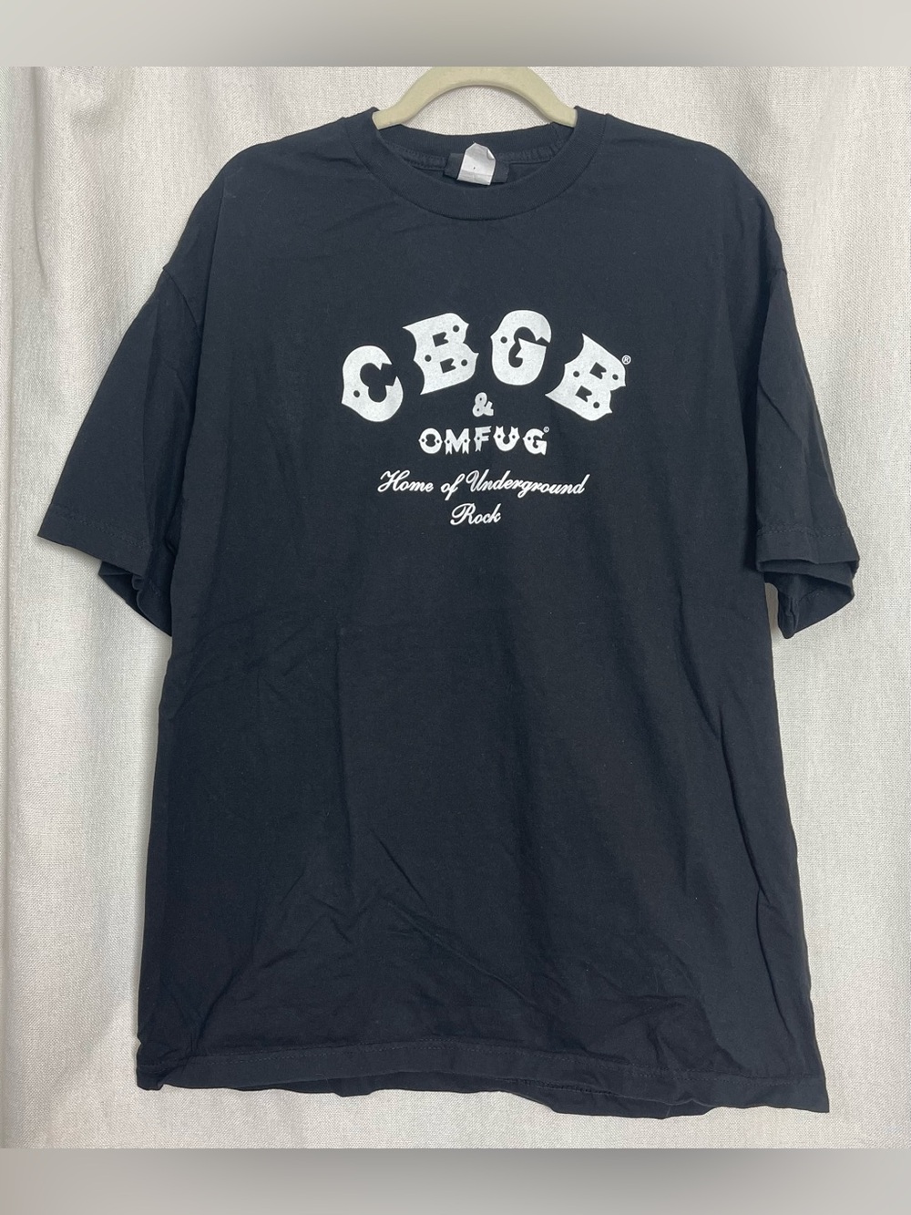 Vintage 1990s CBGB OMFUG Home of Underground Rock Black Tee XL Cotton T Shirt